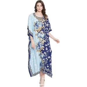 imageGypsie Blu Ladies Kaftan Kimono Maxi Style Dress Plus Size Caftan Long Swimsuit Cover up Beach Dress for WomenNavy Blue