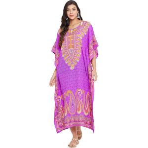 imageGypsie Blu Ladies Kaftan Kimono Maxi Style Dress Plus Size Caftan Long Swimsuit Cover up Beach Dress for WomenPurple One Size Maxi Caftan