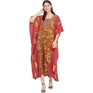 imageGypsie Blu Ladies Kaftan Kimono Maxi Style Dress Plus Size Caftan Long Swimsuit Cover up Beach Dress for WomenRed One Size Kaftan