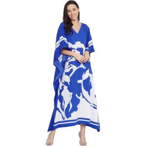 imageOussum Kimono Maxi Dress Floral Long Kaftan Plus Size Caftan GownBlue