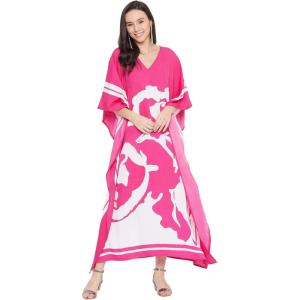 imageOussum Kimono Maxi Dress Floral Long Kaftan Plus Size Caftan GownFushia Pink