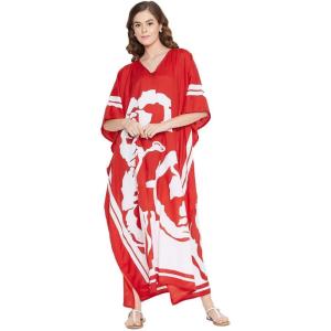 imageOussum Kimono Maxi Dress Floral Long Kaftan Plus Size Caftan GownRed