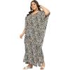 imagePlus Size Women Kaftan Dress Kimono Sleeve Casual Maxi Dresses Beach Cover Up for LadiesBlack  White Abstract Zebra