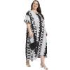 imagePlus Size Women Kaftan Dress Kimono Sleeve Casual Maxi Dresses Beach Cover Up for LadiesBlack  White Geometric