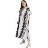imagePlus Size Women Kaftan Dress Kimono Sleeve Casual Maxi Dresses Beach Cover Up for LadiesBlack  White Geometric