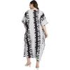 imagePlus Size Women Kaftan Dress Kimono Sleeve Casual Maxi Dresses Beach Cover Up for LadiesBlack  White Geometric