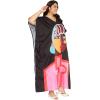 imagePlus Size Women Kaftan Dress Kimono Sleeve Casual Maxi Dresses Beach Cover Up for LadiesBlack
