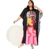 imagePlus Size Women Kaftan Dress Kimono Sleeve Casual Maxi Dresses Beach Cover Up for LadiesBlack