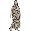 imagePlus Size Women Kaftan Dress Kimono Sleeve Casual Maxi Dresses Beach Cover Up for LadiesBlack Leaf