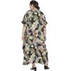 imagePlus Size Women Kaftan Dress Kimono Sleeve Casual Maxi Dresses Beach Cover Up for LadiesBlack Leaf