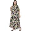 imagePlus Size Women Kaftan Dress Kimono Sleeve Casual Maxi Dresses Beach Cover Up for LadiesBlack Leaf