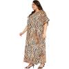 imagePlus Size Women Kaftan Dress Kimono Sleeve Casual Maxi Dresses Beach Cover Up for LadiesBrown