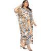 imagePlus Size Women Kaftan Dress Kimono Sleeve Casual Maxi Dresses Beach Cover Up for LadiesBrown Tiger