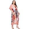 imagePlus Size Women Kaftan Dress Kimono Sleeve Casual Maxi Dresses Beach Cover Up for LadiesCoral Peach