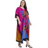 imagePlus Size Women Kaftan Dress Kimono Sleeve Casual Maxi Dresses Beach Cover Up for LadiesDark Pink