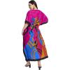 imagePlus Size Women Kaftan Dress Kimono Sleeve Casual Maxi Dresses Beach Cover Up for LadiesDark Pink