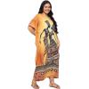 imagePlus Size Women Kaftan Dress Kimono Sleeve Casual Maxi Dresses Beach Cover Up for LadiesGolden Orange