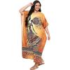 imagePlus Size Women Kaftan Dress Kimono Sleeve Casual Maxi Dresses Beach Cover Up for LadiesGolden Orange
