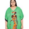 imagePlus Size Women Kaftan Dress Kimono Sleeve Casual Maxi Dresses Beach Cover Up for LadiesGrass Green