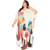 imagePlus Size Women Kaftan Dress Kimono Sleeve Casual Maxi Dresses Beach Cover Up for LadiesLight Cream