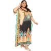 imagePlus Size Women Kaftan Dress Kimono Sleeve Casual Maxi Dresses Beach Cover Up for LadiesMulti Plants