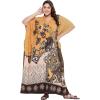 imagePlus Size Women Kaftan Dress Kimono Sleeve Casual Maxi Dresses Beach Cover Up for LadiesMustard  Brown
