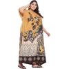 imagePlus Size Women Kaftan Dress Kimono Sleeve Casual Maxi Dresses Beach Cover Up for LadiesMustard  Brown