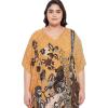 imagePlus Size Women Kaftan Dress Kimono Sleeve Casual Maxi Dresses Beach Cover Up for LadiesMustard  Brown