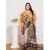 imagePlus Size Women Kaftan Dress Kimono Sleeve Casual Maxi Dresses Beach Cover Up for LadiesMustard  Brown