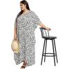 imagePlus Size Women Kaftan Dress Kimono Sleeve Casual Maxi Dresses Beach Cover Up for LadiesOffwhite
