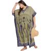 imagePlus Size Women Kaftan Dress Kimono Sleeve Casual Maxi Dresses Beach Cover Up for LadiesOlive Green