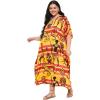 imagePlus Size Women Kaftan Dress Kimono Sleeve Casual Maxi Dresses Beach Cover Up for LadiesOrangeyellow