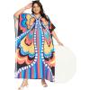 imagePlus Size Women Kaftan Dress Kimono Sleeve Casual Maxi Dresses Beach Cover Up for LadiesPeach  Blue