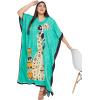 imagePlus Size Women Kaftan Dress Kimono Sleeve Casual Maxi Dresses Beach Cover Up for LadiesTurquoise