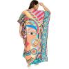 imagePlus Size Women Kaftan Dress Kimono Sleeve Casual Maxi Dresses Beach Cover Up for LadiesYellow  Turquoise