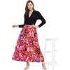 imageWomen Ankle Length Skirts Casual Long Lightweight Flowy Swing Elastic Waist Skirt for GirlsMulticolor Abstract