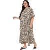 imageWomen Plus Size Caftan Dress Polyester Evening Maxi Gown Dresses Kimono Sleeve for Party KaftanBeige  Black