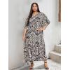 imageWomen Plus Size Caftan Dress Polyester Evening Maxi Gown Dresses Kimono Sleeve for Party KaftanBlack  Beige
