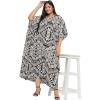 imageWomen Plus Size Caftan Dress Polyester Evening Maxi Gown Dresses Kimono Sleeve for Party KaftanBlack  Beige