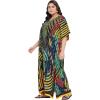 imageWomen Plus Size Caftan Dress Polyester Evening Maxi Gown Dresses Kimono Sleeve for Party KaftanBlack Tropical Palm
