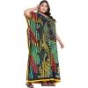 imageWomen Plus Size Caftan Dress Polyester Evening Maxi Gown Dresses Kimono Sleeve for Party KaftanBlack Tropical Palm