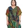 imageWomen Plus Size Caftan Dress Polyester Evening Maxi Gown Dresses Kimono Sleeve for Party KaftanBlack Tropical Palm