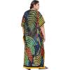 imageWomen Plus Size Caftan Dress Polyester Evening Maxi Gown Dresses Kimono Sleeve for Party KaftanBlack Tropical Palm