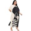 imageWomen Plus Size Caftan Dress Polyester Evening Maxi Gown Dresses Kimono Sleeve for Party KaftanCream  Black