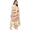 imageWomen Plus Size Caftan Dress Polyester Evening Maxi Gown Dresses Kimono Sleeve for Party KaftanCream