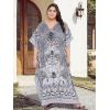 imageWomen Plus Size Caftan Dress Polyester Evening Maxi Gown Dresses Kimono Sleeve for Party KaftanGrey