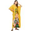 imageWomen Plus Size Caftan Dress Polyester Evening Maxi Gown Dresses Kimono Sleeve for Party KaftanMustard Yellow