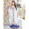 imageWomen Plus Size Caftan Dress Polyester Evening Maxi Gown Dresses Kimono Sleeve for Party KaftanWhite Paisley  Floral