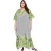imageWomen Plus Size Caftan Dress Polyester Evening Maxi Gown Dresses Kimono Sleeve for Party KaftanWhite Palm Leaf