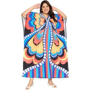 imagePlus Size Women Kaftan Dress Kimono Sleeve Casual Maxi Dresses Beach Cover Up for LadiesPeach  Blue